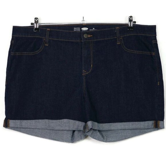 Old Navy Jean Shorts Semi Fitted Dark Stretch Cuffed 18 Regular‎ - Picture 1 of 10
